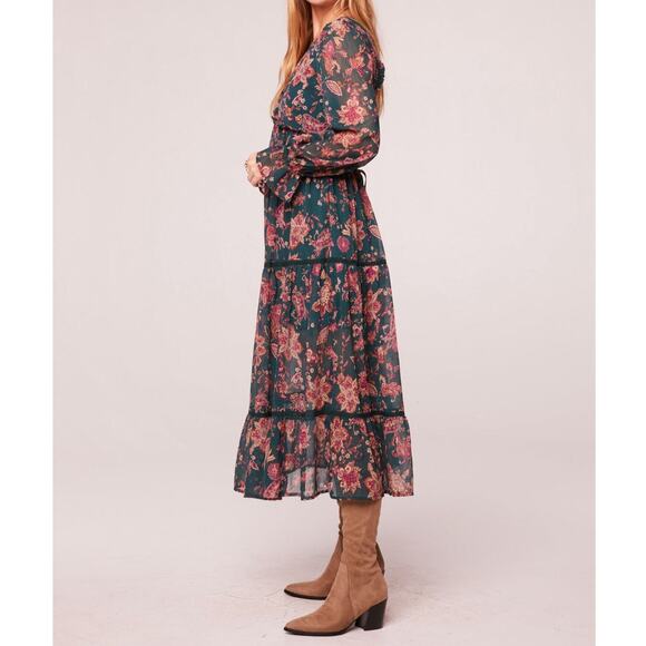 NWT Band of the Free Empire Midi Dress M 8-10 Pine Paisley Boho Cottagecore - Picture 3 of 14